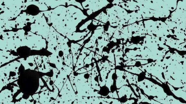 Abstract black paint splatter animated overlay, transparent 4K video, alpha channel, ProRes 4444