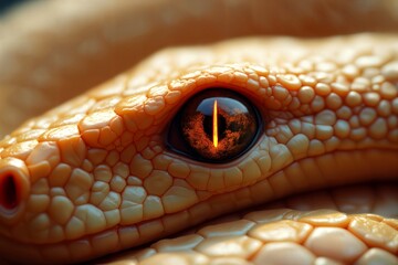 Fototapeta premium Serpentine Gaze: Fiery Snake Eye Close-Up