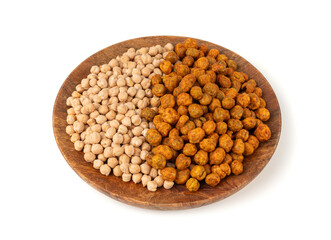 Roasted chickpeas, leblebi pile, spicy fried chana, crispy chick peas with mint and spices, east snack
