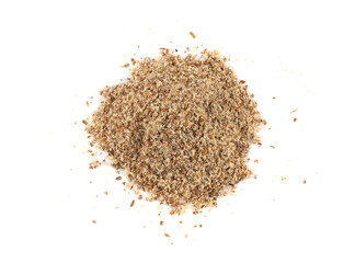 Milk thistle seeds powder, crushed silybum marianum grains pile, milled dry blessed milkthistle