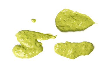Green mojo verde sauce smear, dressing splatter drip, Canary Islands food