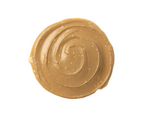 Tahini smear isolated, sesame seeds paste splash, spilled tahina sauce, spill eastern dip