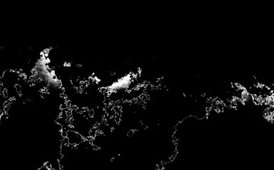 splash of water, white lines on black background, back and white texture 