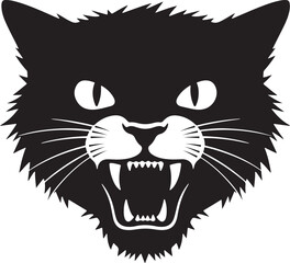 Obraz premium angry cat head vector silhouette - intense eye