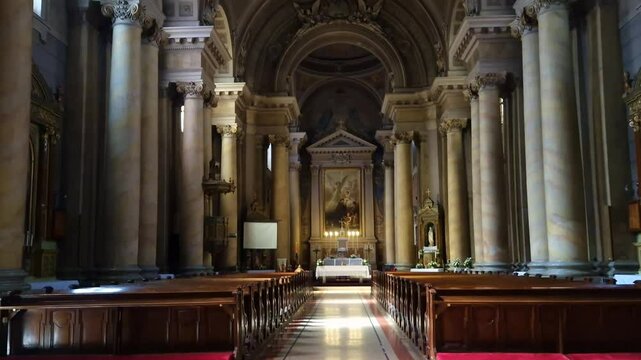 ARAD, ROMANIA - MAY 3. 2025: Inside the Saint Anthony of Padua Church in Arad