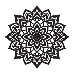 silhoutte style mandala design in white backraund