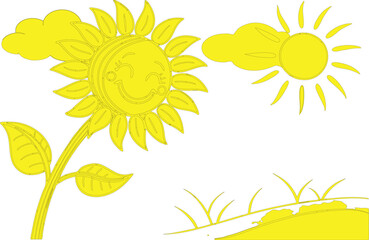 set of sunflowers vector