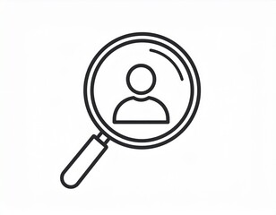 Line Art Illustration of User Focus with Magnifying Glass