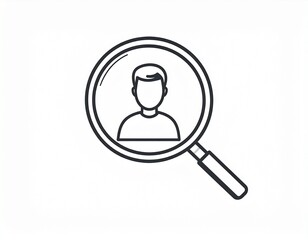 Line Art Illustration of User Focus with Magnifying Glass