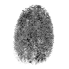Black fingerprint impression isolated on a transparent background
