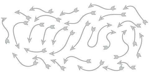 Hand drawn line chalk brush stroke arrow icon set. Chalk crayon underline, check mark, scribble and texture in rough hand sketch style. Drawn heart, frame, star design shapes. Vector illustration