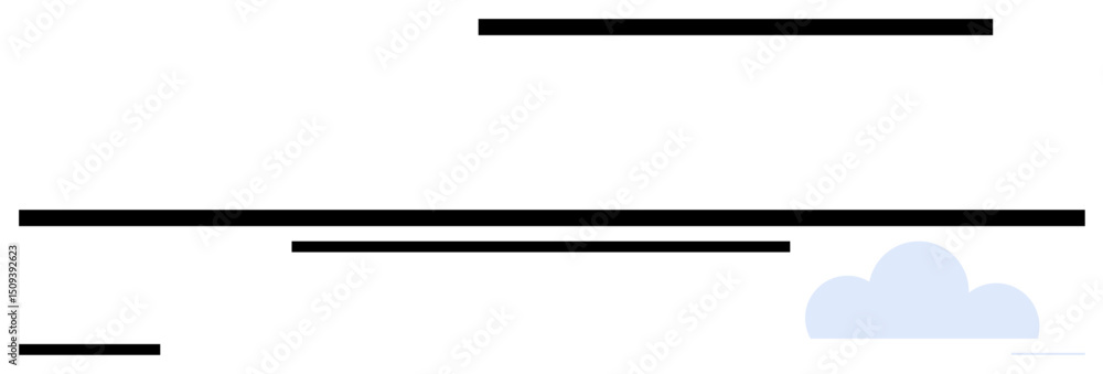 Poster blue cloud element with bold black horizontal lines in a minimalist layout. ideal for technology, in