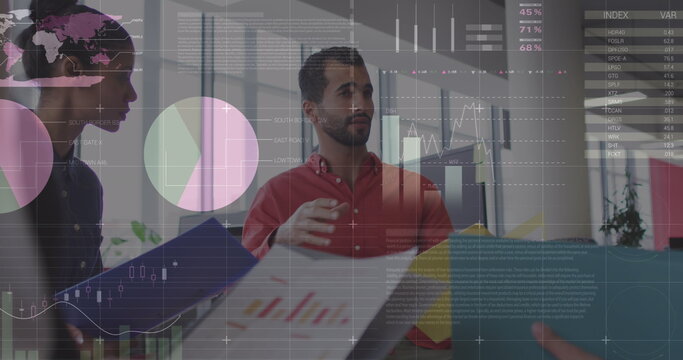 Statistical data processing against diverse office colleagues with documents discussing together