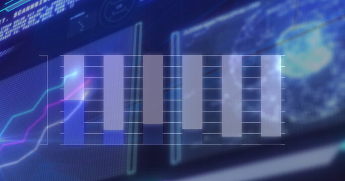 Image of data processing over blue background