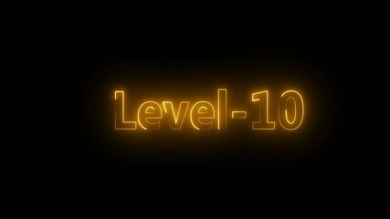 Level TEN text font with neon line. Level 10 neon sign. Rainbow color letters spelling out level Up appear on screen. Level -10. Congrats. You Climbed to a Higher Level ANIMATION WOW.  - Powered by Adobe