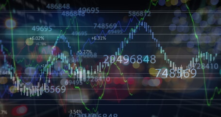 Image of financial data processing over businessman