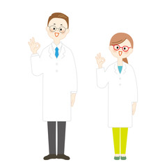 白衣の男女のイラスト　OK