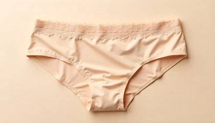 Naklejka premium Beige women's panties featuring a delicate lace waistband, designed for a comfortable and stylish fit on a transparent background, women undergarments, created with generative ai