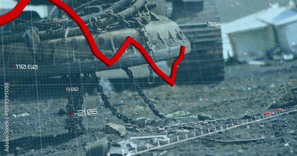 Aufkleber image of statistics and data processing over construction site