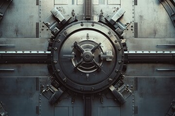 Fototapeta premium Massive vault door, intricate metalwork