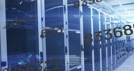 Image of changing numbers over server room