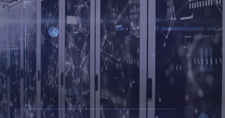 Image of dots and connections over servers