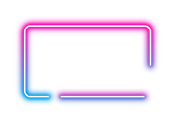 Transparent bright pink neon border frame with round corners.	
