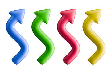 Vividly colorful vector illustration of twist arrows. Vector 3d symbols