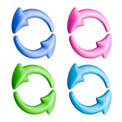 Ecological multicolored recycling symbols vector 3d illustration