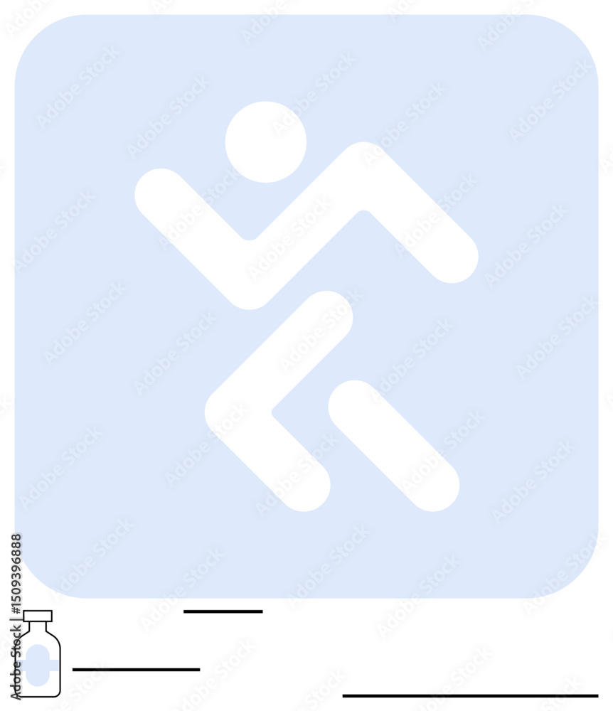Poster abstract running figure illustrating dynamic motion and activity paired with a water bottle ideal fo