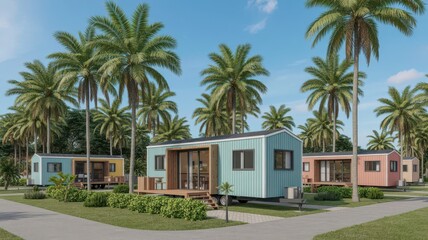Fototapeta premium Tropical Tiny Homes Sustainable and Stylish Coastal Living
