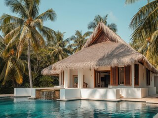 Luxury Tropical Villa with Private Pool and Palm Trees