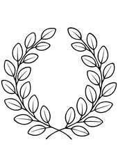 Black and white eucalyptus leaf wreath vector illustration, ideal for engraving, laser cutting, prints, logos, book illustrations, and creative projects