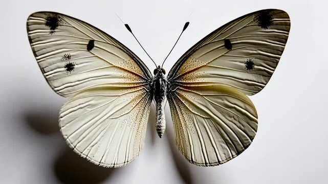 Delicate Beauty: Close-up of a Pieris brassicae Butterfly Displaying its Wing Details