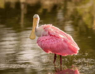 pink flamingo in the water