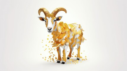 Beautiful Eid al-Adha Design Ram with Luxurious Details on white background 
