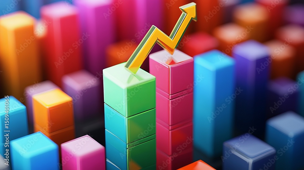 Aufkleber colorful 3d bar chart growth success financial data visualization business progress report abstract 