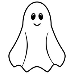 Ghost Halloween Icon line art victor illustration on white background