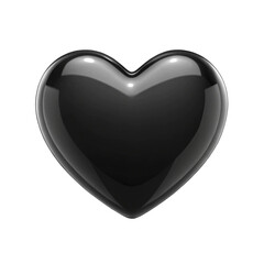 Black Heart Icon on Transparent Background.