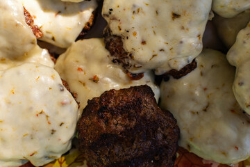 Close-up of burgers with cheese 