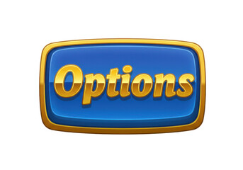 Glossy Blue "Options" Button with Golden Frame