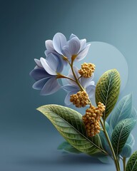 lilac flower on a blue background