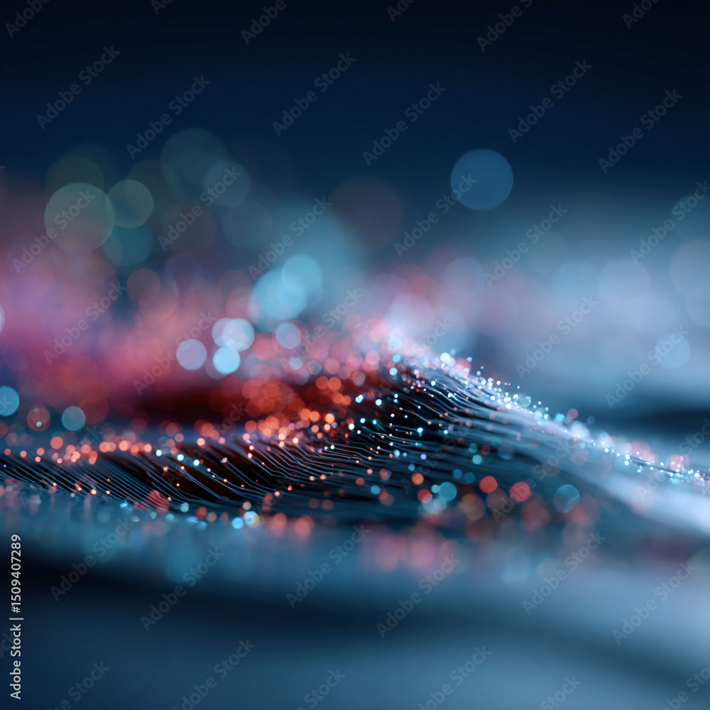 Aufkleber abstract data stream with glowing particles. represents technology, connectivity, or digital informa