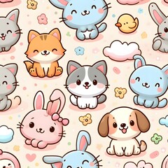 seamless pattern with cats