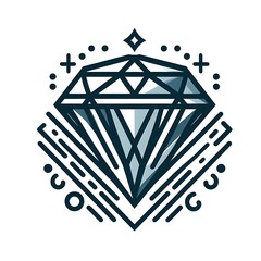a stylized diamond logo, designed to convey luxury, elegance and strength. At the center of the composition, a geometric diamond, with sharp and precise lines, formed by angular strokes.