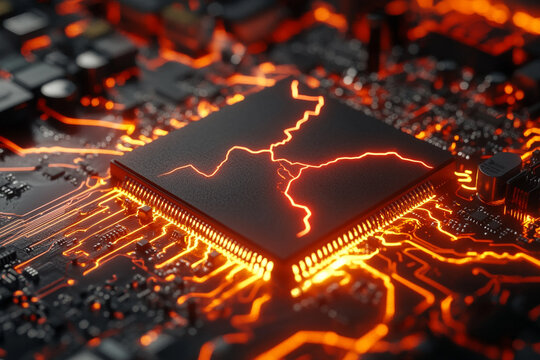 Lightning strike energizing digital interface or motherboard