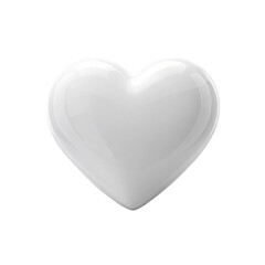 Glossy White Heart Illustration on Transparent Background.