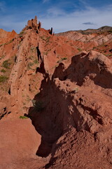 Northern Kyrgyzstan. Picturesque views of the famous Skazka Canyon, the clay mountain peaks of...