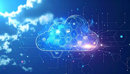 Cloud IoT Hexagon Network Background