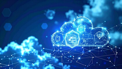Cloud IoT Hexagon Network Background